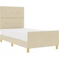 Syfax Bettgestell mit Kopfteil Creme 90 x 200 cm Stoff