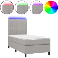 Syfax Boxspringbett mit Matratze & LED Hellgrau 80x200 cm Stoff