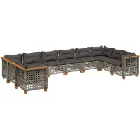 vidaXL 10-tlg. Garten-Sofagarnitur mit Kissen Grau Poly Rattan