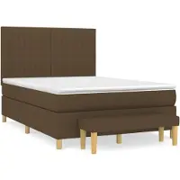 Syfax Boxspringbett mit Matratze Dunkelbraun 140x190 cm Stoff