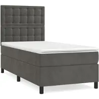 Syfax Boxspringbett mit Matratze Dunkelgrau 100x200 cm Samt