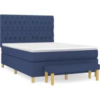 Syfax Boxspringbett mit Matratze Blau 140x200 cm Stoff
