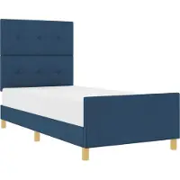 Syfax Bettgestell mit Kopfteil Blau 80 x 200 cm Stoff