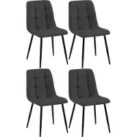 DELUKE 4er Set Esszimmerstuhl FIGAD - Stoff Dunkelgrau 45x55x84 cm | Essstühle Esszimmerstühle Küchenstühle Wohnzimmerstühle