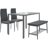 Vicco Esstisch-Set Grand Grau 120 x 70 cm 4-teiliges Set, Model 51845