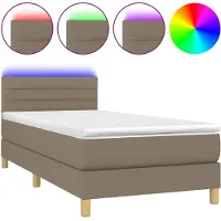 Syfax Boxspringbett mit Matratze & LED Taupe 100x200 cm Stoff