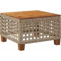 Syfax Gartentisch Beige 55x55x36 cm Poly Rattan Akazienholz