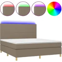 Syfax Boxspringbett mit Matratze & LED Taupe 180x200 cm Stoff