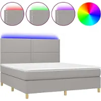 Syfax Boxspringbett mit Matratze & LED Hellgrau 180x200 cm Stoff