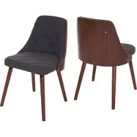 MCW 2er-Set Esszimmerstuhl MCW-A75, Besucherstuhl Küchenstuhl, Walnuss-Optik Bugholz Textil grau