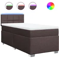 vidaXL Boxspringbett mit Matratze Dunkelbraun 100x200 cm Stoff