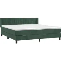 Syfax Boxspringbett mit Matratze Dunkelgrün 160x200 cm Samt