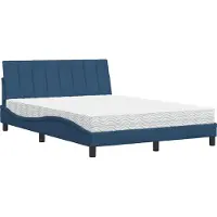 Syfax Bett mit Matratze "Hanko" Blau 140x190 cm Stoff
