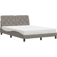 Syfax Bett mit Matratze Taupe 140x200 cm Stoff