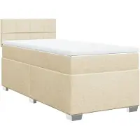vidaXL Boxspringbett mit Matratze Creme 80x200 cm Stoff