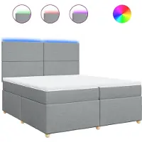 Syfax Boxspringbett mit Matratze Hellgrau 200x200 cm Stoff