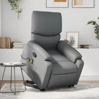vidaXL Cloris DesignMöbel Massagesessel mit Aufstehhilfe Grau Kunstleder , Klassische Sessel 2024 Neu