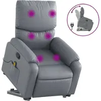 Syfax Massagesessel mit Aufstehhilfe Grau Kunstleder