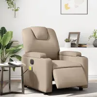 vidaXL Massagesessel Fernsehsesel Elektrisch Cappuccino-Braun Kunstleder 3204429