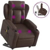 Syfax Massagesessel mit Aufstehhilfe Braun Kunstleder