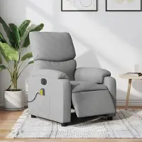vidaXL Massagesessel Fernsehsesel Elektrisch Hellgrau Stoff 3204812