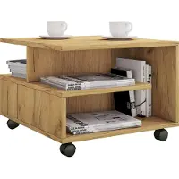 VCM Holz Couchtisch | Sofatisch mit Rollen | Wohnzimmertisch rollbar | Maße H. 40 x B. 50 x T. 50 cm| Kaffeetisch Stango S