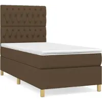 Syfax Boxspringbett mit Matratze Dunkelbraun 100x200 cm Stoff