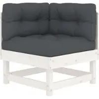 vidaXL Ecksofa mit Kissen Weiß Massivholz Kiefer