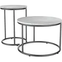 Vicco Couchtisch-Set Ottawa Marmor Weiß 55 x 55 cm 2 Teile, Model 49376