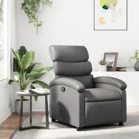 vidaXL "2026 Promotion" Relaxsessel/Loungesessel/TV-Sessel - Grau Kunstleder - Couchsessel CC22549