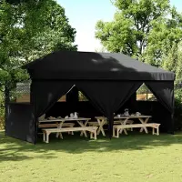 vidaXL Möbel Partyzelt Faltbar Pop-Up mit 4 Seitenteilen Schwarz - Pavillons & Partyzelte &15533