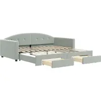 Syfax Tagesbett Ausziehbar mit Schubladen Hellgrau 100x200 cm Samt