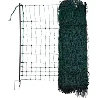 Kerbl Geflügelnetz (E-fähig, 15m x 106cm, 6 Pfähle, m. Doppelspitze) grün 292274