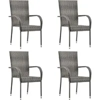 Syfax Gartenstühle Stapelbar 4 Stk. Grau Poly Rattan