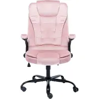 Syfax Bürostuhl Samt Rosa, höhenverstellbar, Liegefunktion, hohe Rückenlehne, 67x71x110-119 cm