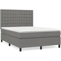 Syfax Boxspringbett mit Matratze Dunkelgrau 140x190 cm Stoff