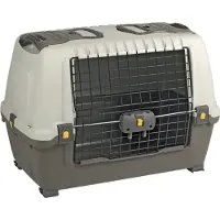 MPS TRIXIE Skudo Car, Fester Transportbox, Auto-Haustiertransportbox, Hund, Frontlader, Sand, Graubraun, Einfarbig