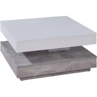 Ebuy24 Erano Couchtisch drehbare Tischplatte und 1 Ablage Beton Nachbildung, weiss.