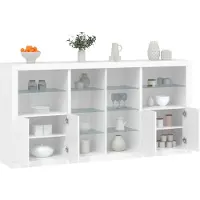 vidaXL Sideboard mit LED-Leuchten Weiß 202x37x100 cm