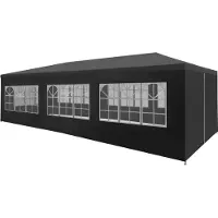 Syfax Partyzelt Anthrazit 9x3x2,55 m, UV-beständig, wasserdichtes PE-Dach, Stahlrahmen