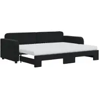 Syfax Tagesbett Ausziehbar mit Matratzen Schwarz 80x200 cm Samt