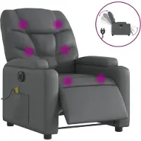 Syfax Massagesessel Elektrisch Grau Kunstleder