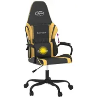 Syfax Gaming-Stuhl mit Massagefunktion Schwarz & Golden Kunstleder