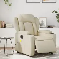vidaXL Massagesessel Fernsehsesel Elektrisch Creme Kunstleder 3204538