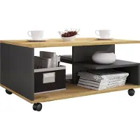 VCM Couchtisch "Holz Sofatisch Couchtisch Rollen rollbar Stango L", braun (anthrazit, honig, eiche), B:80cm T:50cm, Tische, Couchtisch