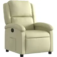 Syfax Relaxsessel Creme aus Echtleder, manuelle Liegefunktion, Seitentasche, 71x86,5x99,5 cm (B x T x H)