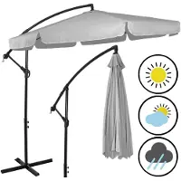 Springos Premium Sonnenschirm XXL Ø 350 cm Ampelschirm mit Kurbel inkl. Hülle | Wasserdicht drehbare Gartenschirm Sonnenschutz Terrasse Garten