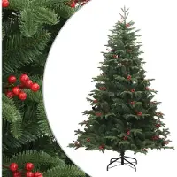 Syfax Künstlicher Weihnachtsbaum Klappbar mit Zapfen & Beeren 180 cm