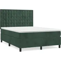Syfax Boxspringbett mit Matratze Dunkelgrün 140x190 cm Samt