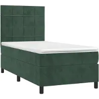 Syfax Boxspringbett mit Matratze Dunkelgrün 90x200 cm Samt